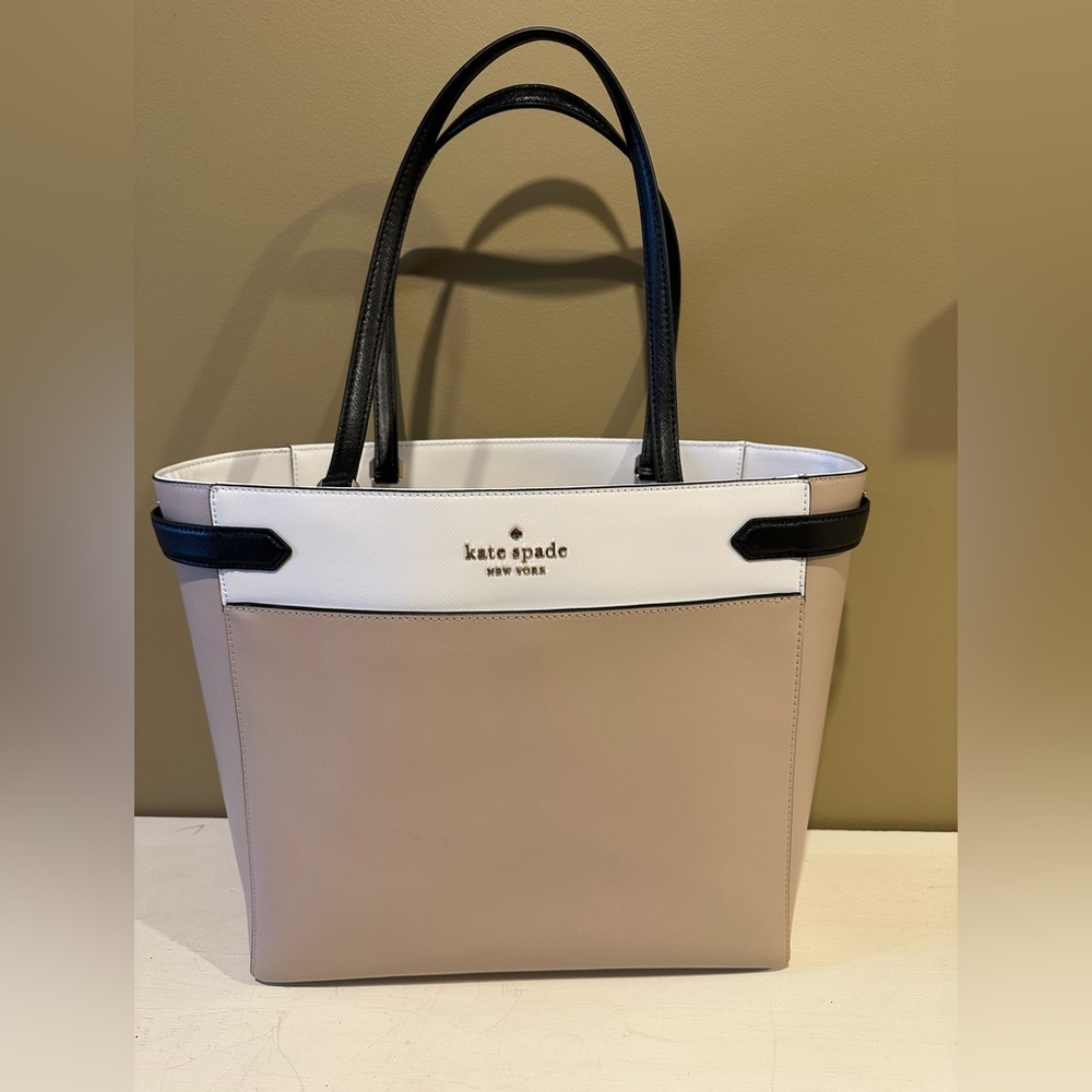 Kate Spade Staci Colorblock Laptop Tote Warm Beige Multi